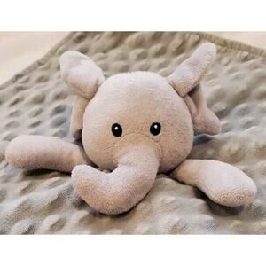 Gray Elephant Baby Lovey Lovie Security Blanket Minky Dot 14 Inch Zoo Animal